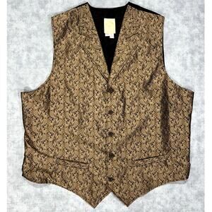 VTG Wah Maker Frontier Gold Paisley western vest steampunk Victorian mens XXLT